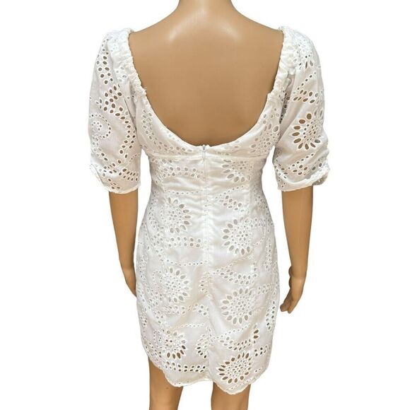 All in Favor white eyelet mini dress size M - Picture 3 of 8